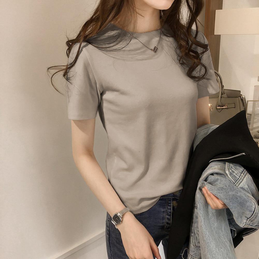 ins women's loose t-shirt women's summer 2026 Korean version of the new slim-fit solid color women's t-shirt
