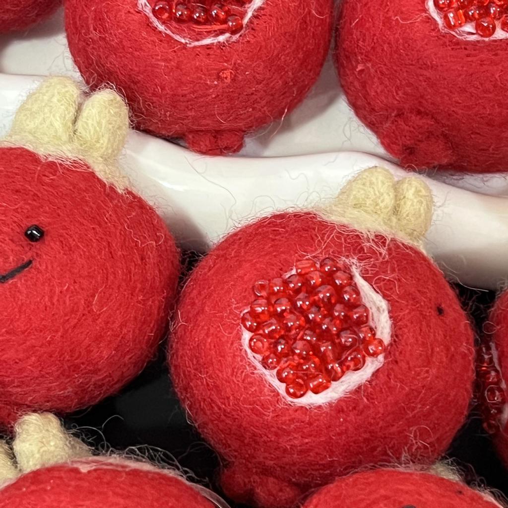 Handmade Pomegranate Wool Felt Bag Charm Keychain Ornament