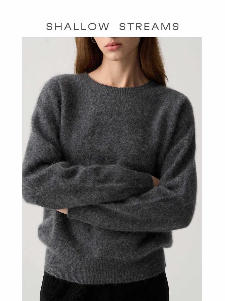 Mulberry Silk & Cashmere Blend Sweater - Soft Knit, Seamless, Round Neck Base Layer for Women