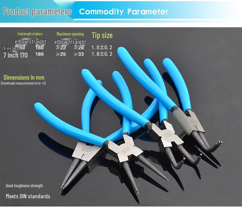 Multifunktions-Sicherungsringzange: Gelbe Sicherungsringzange mit externer/interner Unterstützung, gerade/gebogene Ausführung