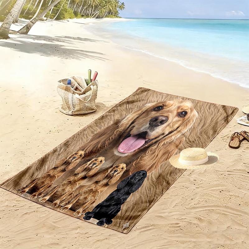 Serviette de plage imprimée Cocker Américain, Grande Serviette Douce à Séchage Rapide pour Plage, Camping, Natation