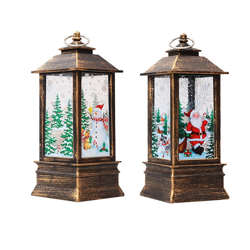 Christmas Lantern Ornament Santa Claus Snowman Elk Night Light Xmas Decorations New Year Gift