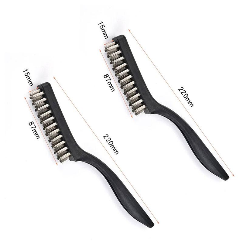 2 Stück Mini-Drahtbürsten für die Automobilreinigung Schweißschlacke und Rost Edelstahl Messing Bürsten-Set Gebogener Griff Kratzbürste