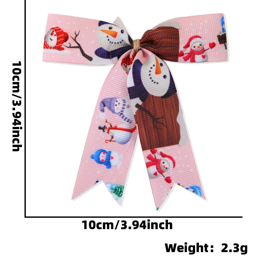 Stylish 10cm Polyester Bow Decorations For Christmas Featuring Snowman Blue And Pink