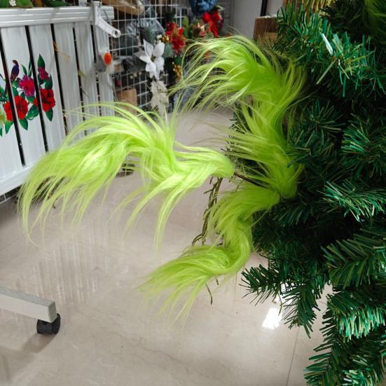 Christmas Green Hair Branch Furry Green Curly Picks Handmade Green Elf Stems