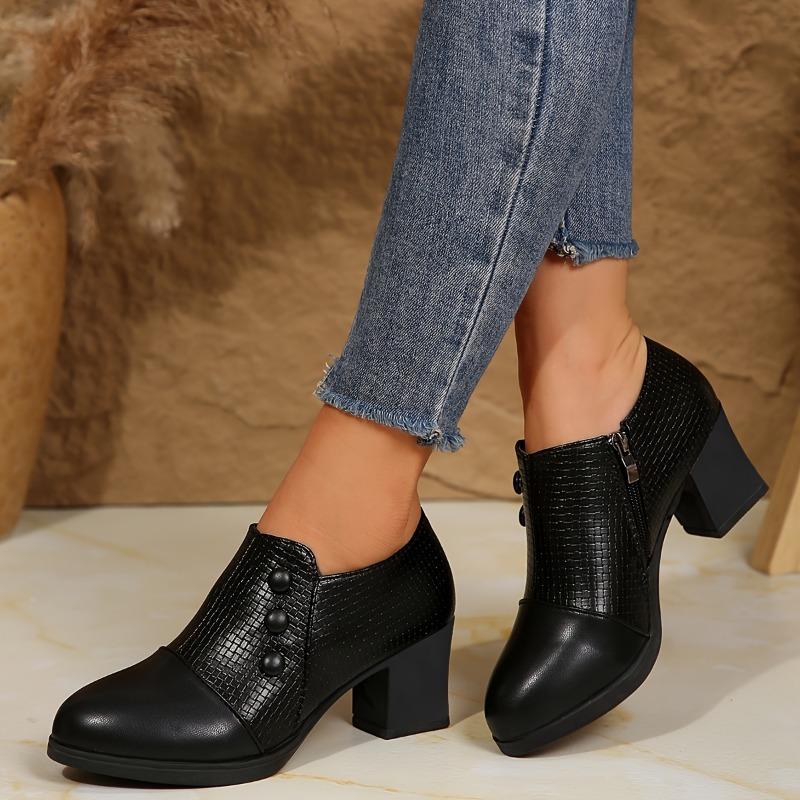 Spring 2025 New Pointed Toe Chunky Heel Slip-On Women's High Heels