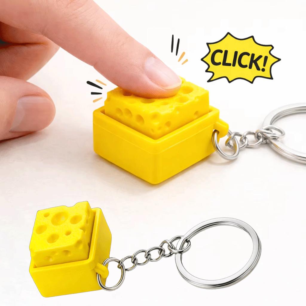 Cheese Clicker Fidget Keychain - Keyboard Style Sensory Toy With Click Sound Stress Relief Anti-Anxiety Gadget For Adhd Adults