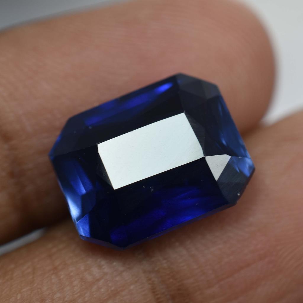 Ring Size Blue Sapphire Emerald Cut 8.65 Ct   Loose Gemstone Ring Size