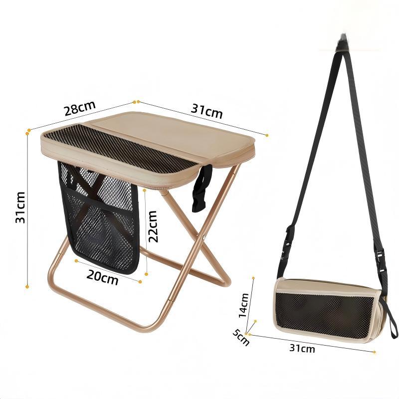 

2 In 1 Portable Folding Camping Stool Convertible To Crossbody Bag Lightweight Collapsible Stool With Storage Pocket коричневый