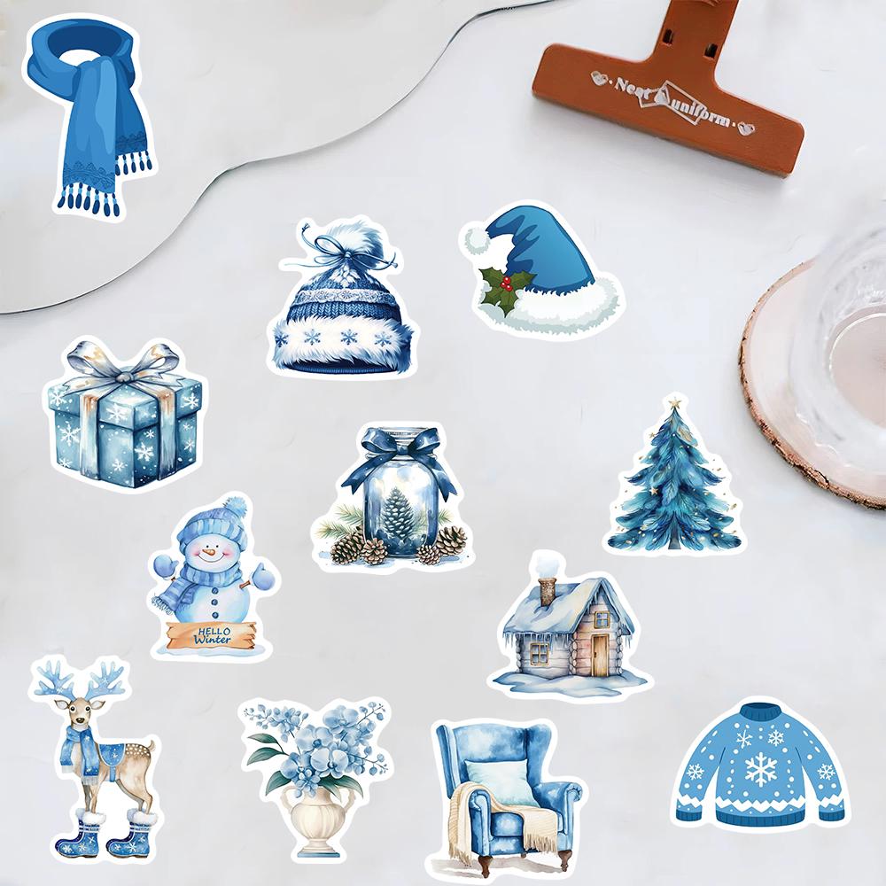 50PCS Blue Winter Stickers Scrapbooking Laptop Graffiti Room Community Art Picture Diary Fashion Phone Fun Christmas Sticker