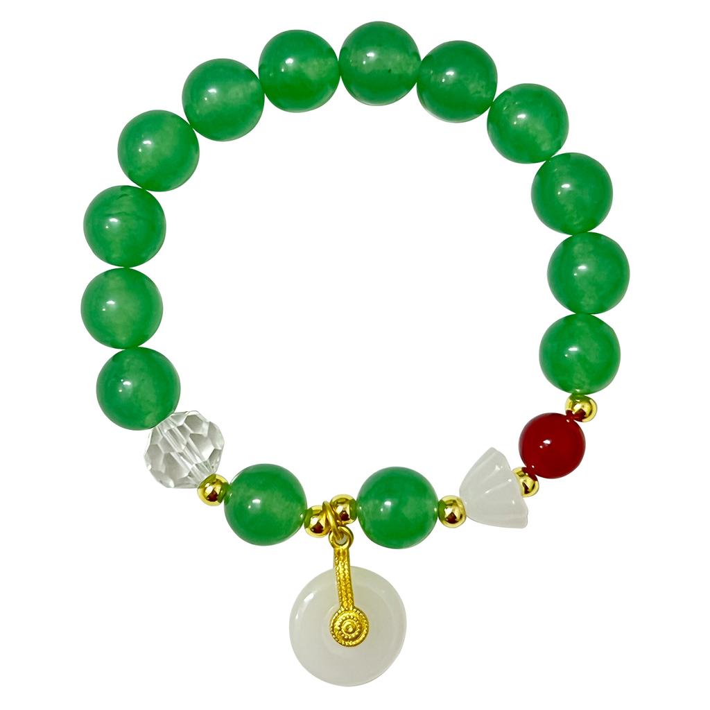 Natural Stone Beaded Bracelet for Women Handmade 10mm Round Beads Stretch Bangle with Pendant DIY Charms Jewelry Gifts