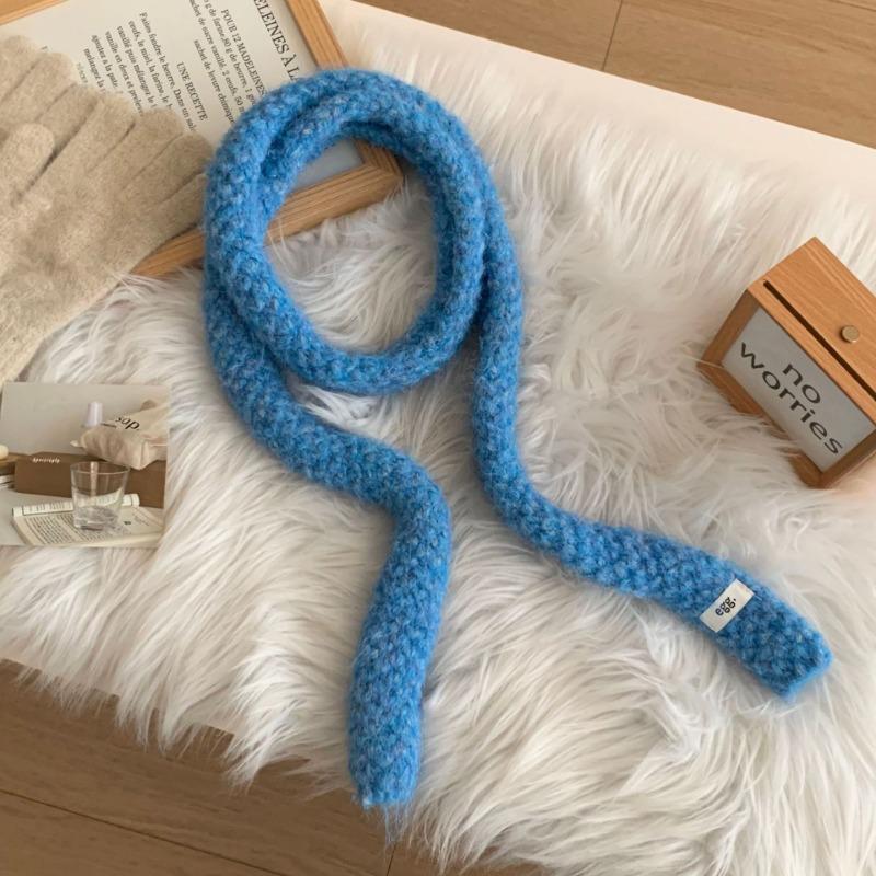 Knitted scarf atmosphere new versatile high-end neck protection scarf soft waxy thin small baguette scarf