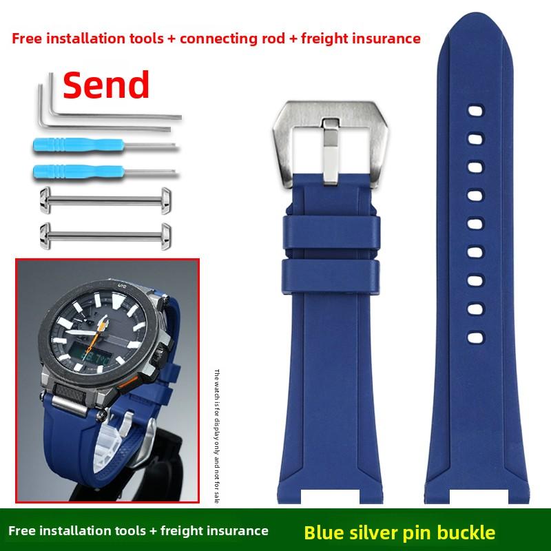 Soft FKM strap For Casio PROTREK series PRX-8000T/YT PRX-8001YT watch band Men fluororubber bracelet wristband watch Accessories