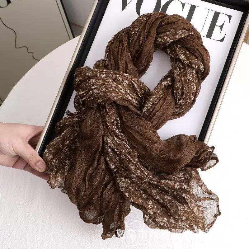 

Internet celebrities with the same wasteland wind cotton and linen scarf, linen fold gradual change headscarf, desert silk scarf 180*90cm