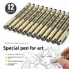 6/9/12pcs High Quality Micron Fine Outline Pen Smooth Waterproof Fine-liner Black Ink Drawing Pen Comic Design