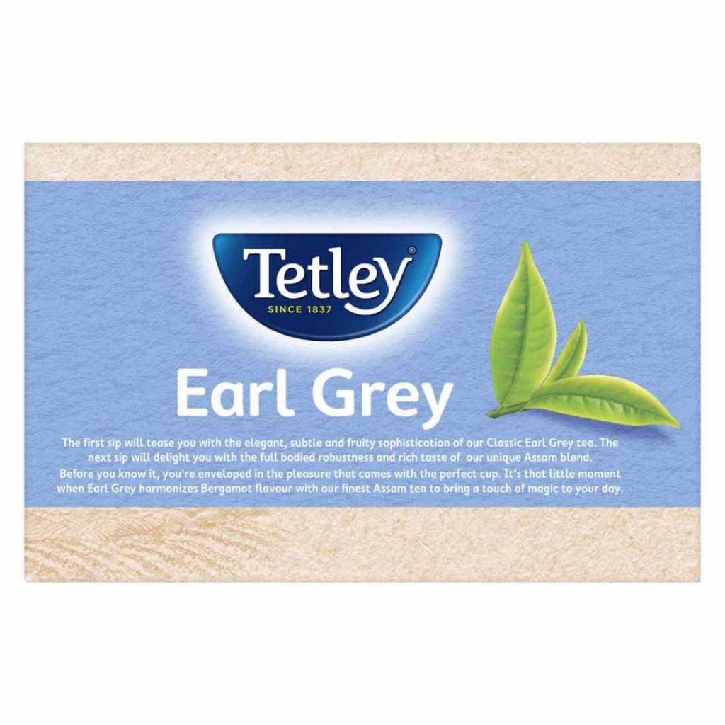 Tetley Earl Grey Flavoured Black Tea 50 Tea Bags 100Gm Rich Assam Blend Refreshing Drink