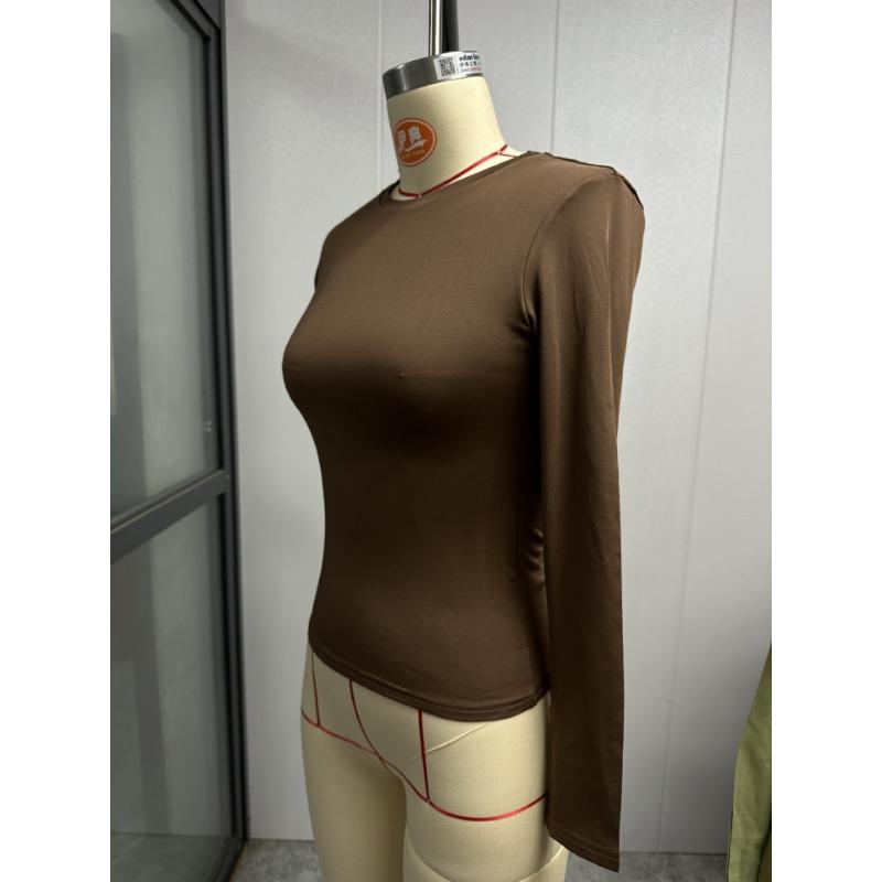 Fashion Women Casual Long Sleeve T-Shirts Solid Slim Fit Spring Autumn Pullovers Tees Shirts Female Streetwear Base Tees Tops Casual Clothing 3060