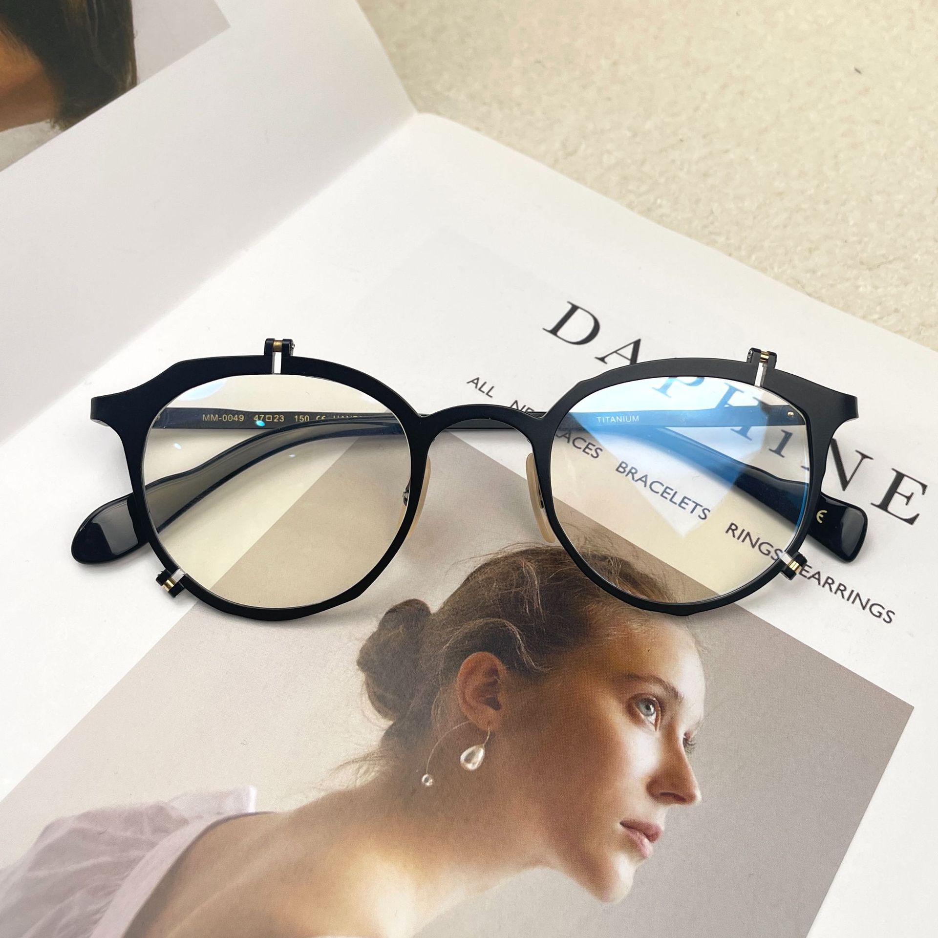 

Очки Масахиро Маруямы в ретро-стиле, оправа для очков Mm0049 из чистого титана с антисиним покрытием для очков для близорукости чёрный