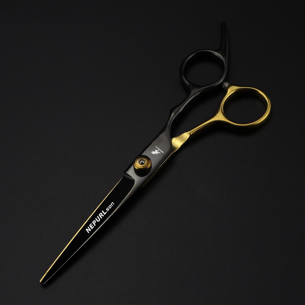 6.0 inch high screw electroplated black gold, hair scissors, hair scissors, flat scissors, bangs scissors, thin scissors 6H
