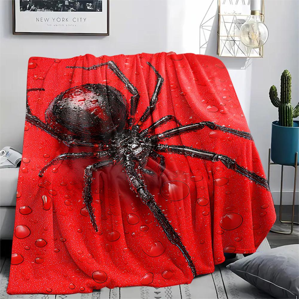 Spider Print Flannel Blanket, High quality Comfortable for All Seasons, Home Decor, Warmth and Comfort, Perfect for Christmas Gifts