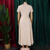 YYFS Women's Fashion Summer Spring Solid Color Print Short Sleeve POLO Neck High Waist Casual Dresses