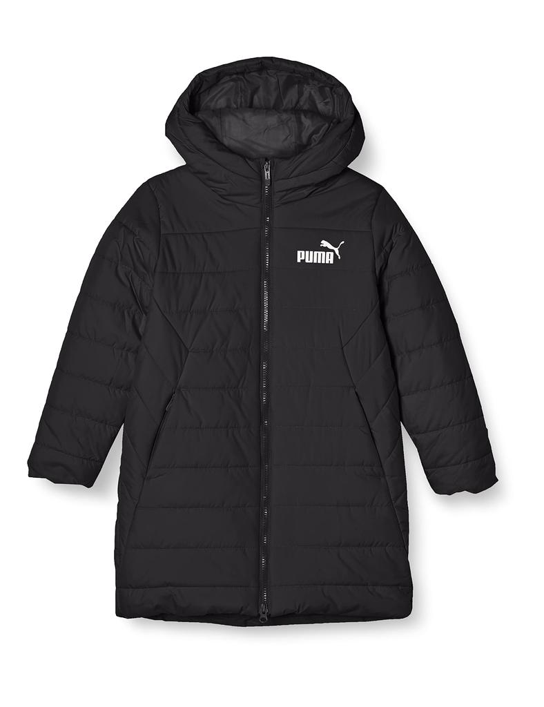 Puma ESS Padded and Long Black Size 150 Coat, Water-Repellent, Windproof, Moisturizing, Length, Kids', Fall/Winter 2023, (01),