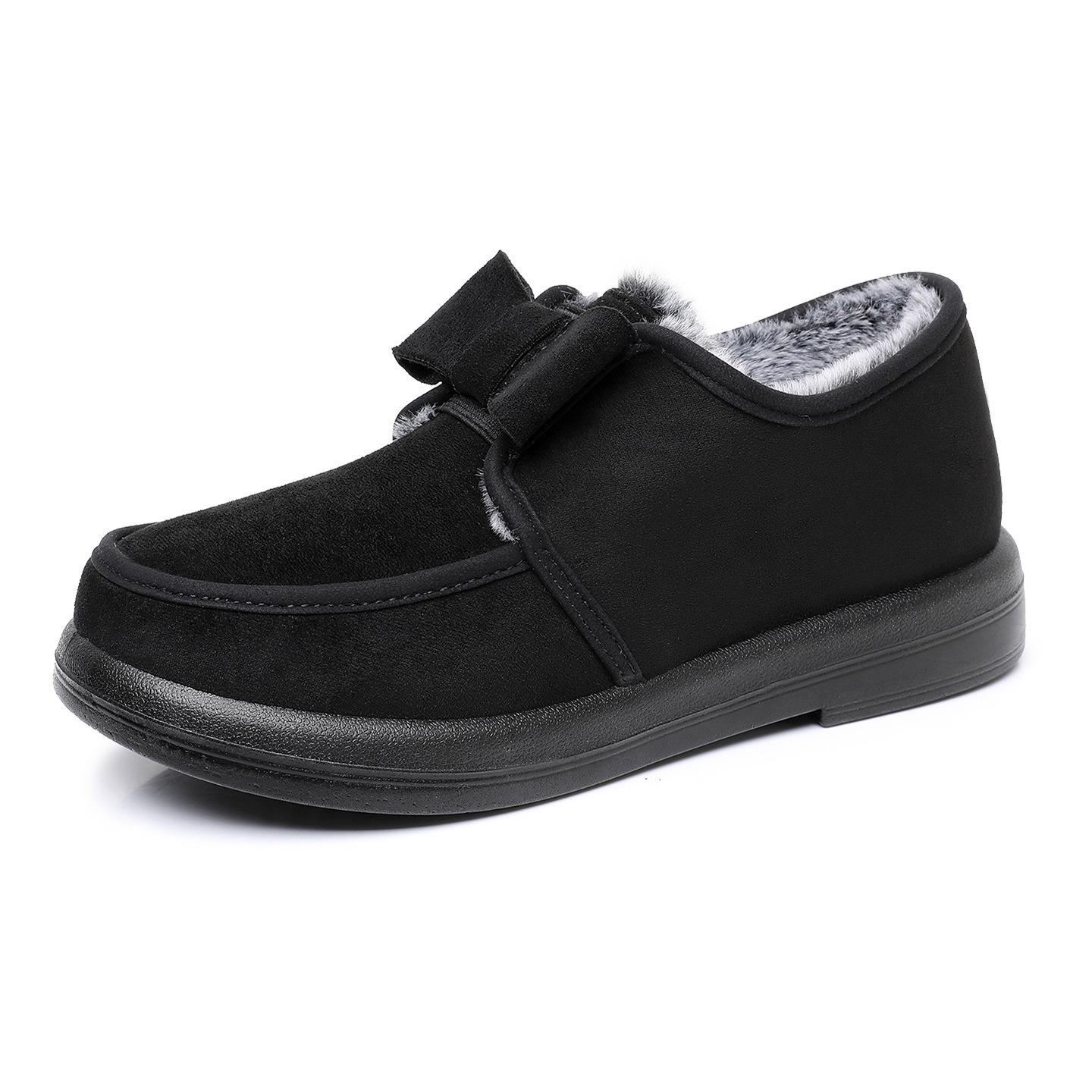 

Women s Winter Thickened Fleece Lined Casual Snow Boots Comfortable Cotton Shoes Mom Shoes Warm Flat Cosy Footwear for Daily Use 41 чёрный