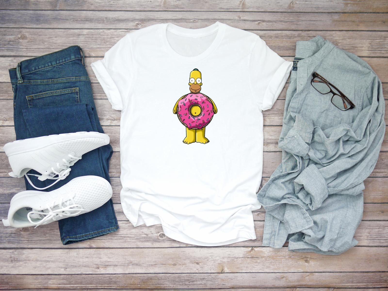 Homer Simpson with Donuts Short Sleeve Men T-shirt F260 XL