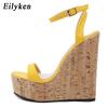 Fashion Eilyken Open Toe Ankle Strap Platform Wedges Women Sandals Super High Cover Heel Gladiator Buckle Ladies Summer Shoes