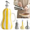 Leak-Proof Ceramic Oil Bottle Hand-drawn Stripes Olive Oil Jug Kitchen Supplies