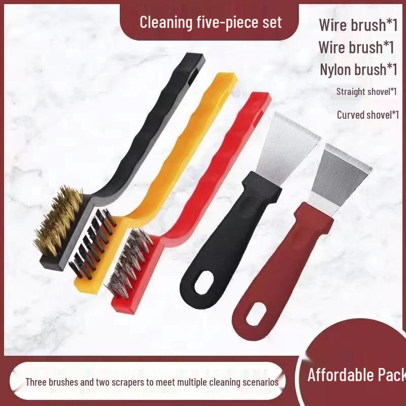 Five-Piece Kitchen Cleaning Set: Multi-Functional Brush & Scraper for Stove & Range Hood