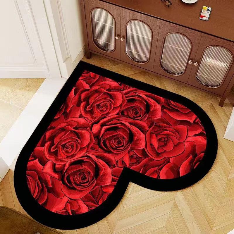 Love Shaped Entrance Door Mat Household Bathroom Entrance Non Slip Mat Decorative Floor Mat