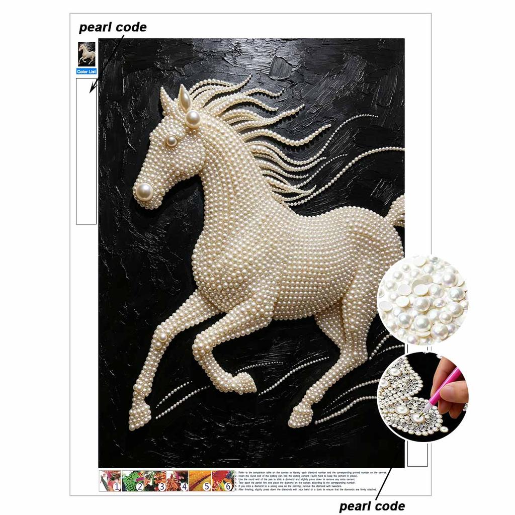 5D DIY Pearl Diamond Painting Kit Majestic Running Horse Full Drill Embroidery Mosaic Art Home Wall Decor Gift