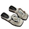 Stylish and simple salt personalized metal thick bottom one-word drag women's summer versatile light casual slope with cool slippers tide