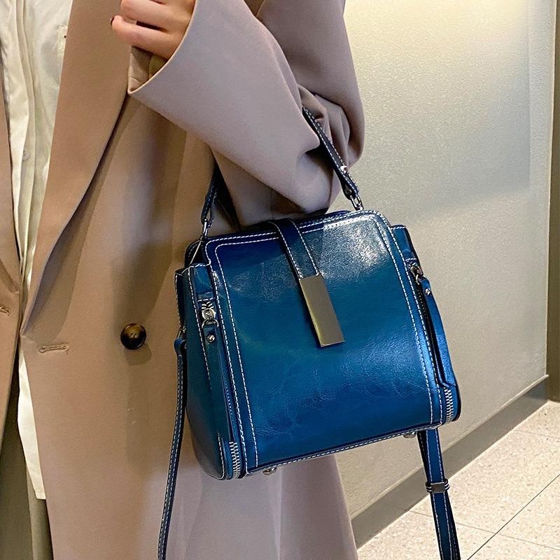 Leather Women's Bag Messenger Bag Women's New Retro Versatile Shoulder Bag Commuter Handbag