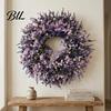 Décoration Lavande Fausse Couronne Artificielle pour Porte d'Entrée Printemps Été Arrangement de Fleurs Simulées Violettes Fausses Mur Intérieur Extérieur Porche Fenêtre