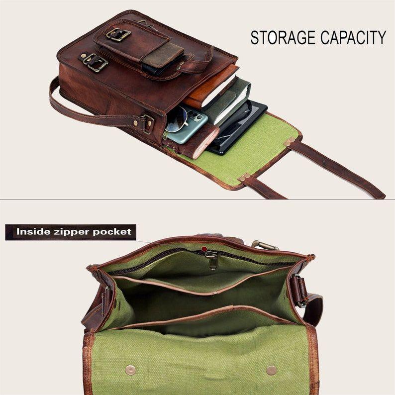 Leather Messenger Bag Men Women Shoulder Bag Cross Body College Bag for Women & Men Satchel Purse Compatible with iPad and Tablet Gift Bag