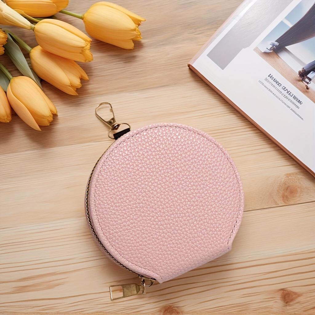 

Stylish Round Short Wallet with Large Capacity, Women s Japanese Wallet, Zip Coin Purse, Card Holder розовый