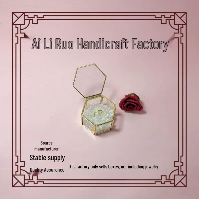 

Hexagonal Glass Ring & Jewelry Storage Box Gold