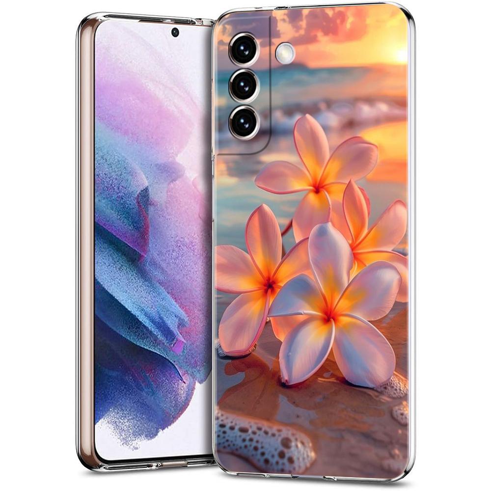 Phone Case For Samsung Galaxy S24 Ultra S23 FE S22 S20 S21 5G S10 S9 Plus S10E S8 Silicone Clear Beauty Flowers Leaves Cover