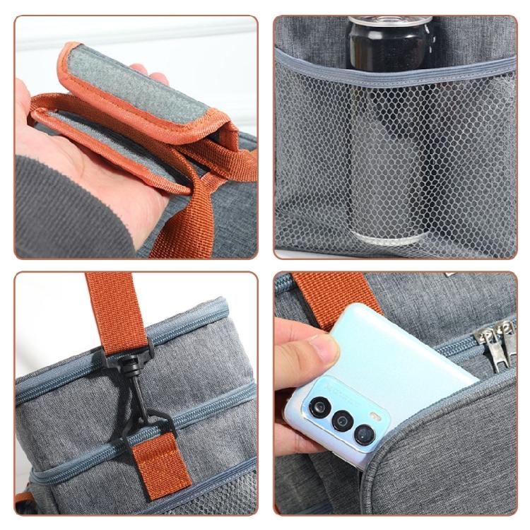 Lunch Box Thermal Bag Insulated Bag Large Capacity Picnics Bag Double Layers Lunch Bag Coolers Bag for Man