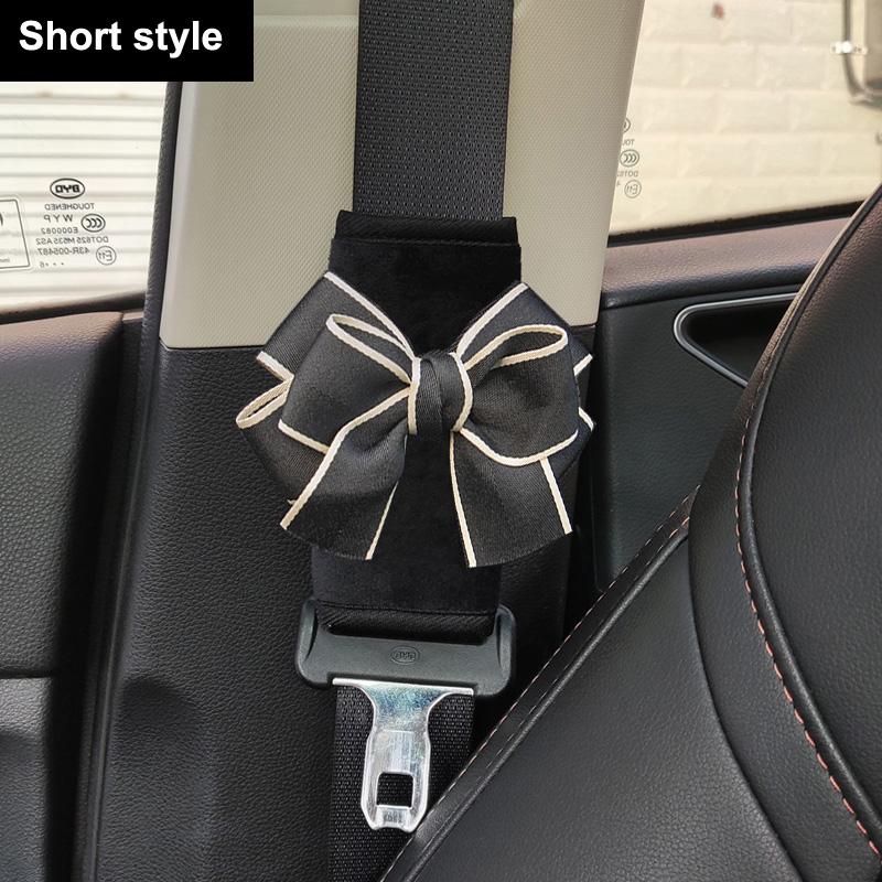 1pc Cute Bowknot Car Gear Shift Cover Soft Plush Auto Shifter Hand Brake Case For Women Car Accessories Interior Decoration