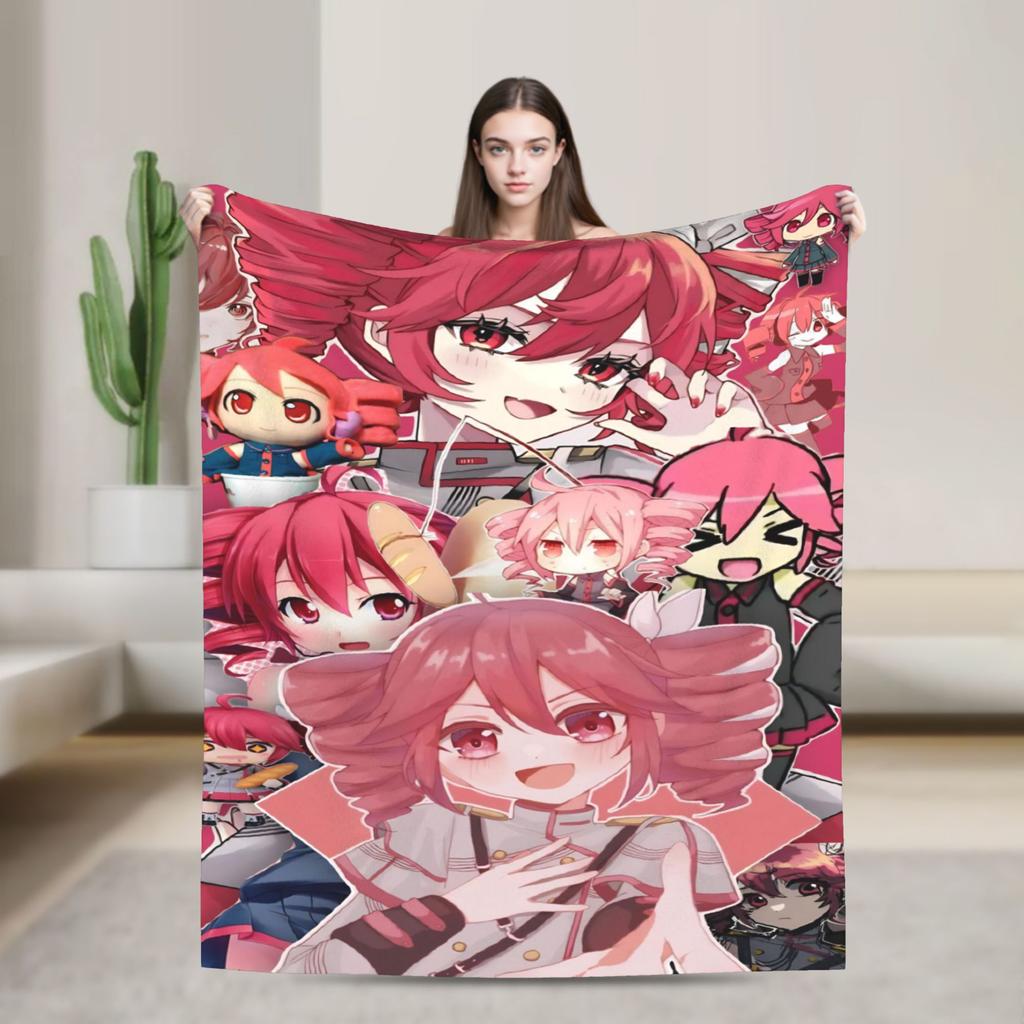 Pearto Poteto Anime Kasane Teto Virtual Singer Blanket Warm Soft Plush Bedding Throws For Home Decor Flannel Bedspread Bed Cover