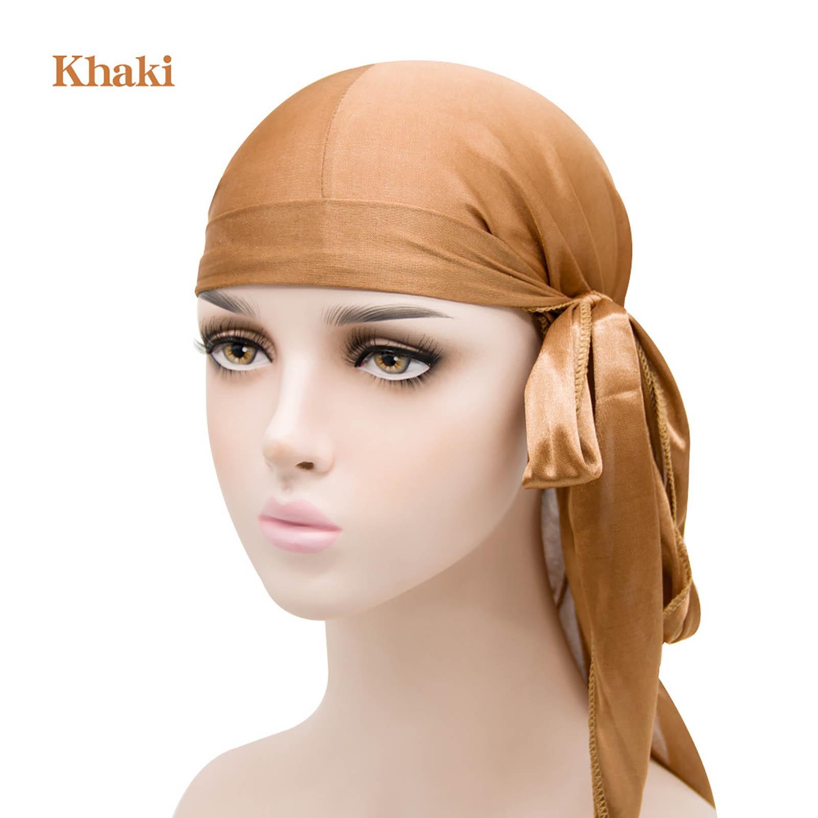 

Men s And Women s Satin Elastic Hats Mimic Silk Thick Long Tail Pirate Hats Silky Durag One Size верблюд