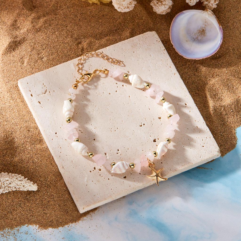 Bohemian Starfish Conch Shell Beads Anklet For Women Irregular Stone Bracelet On The Leg Female Beach Party Barefoot Leg Jewelry