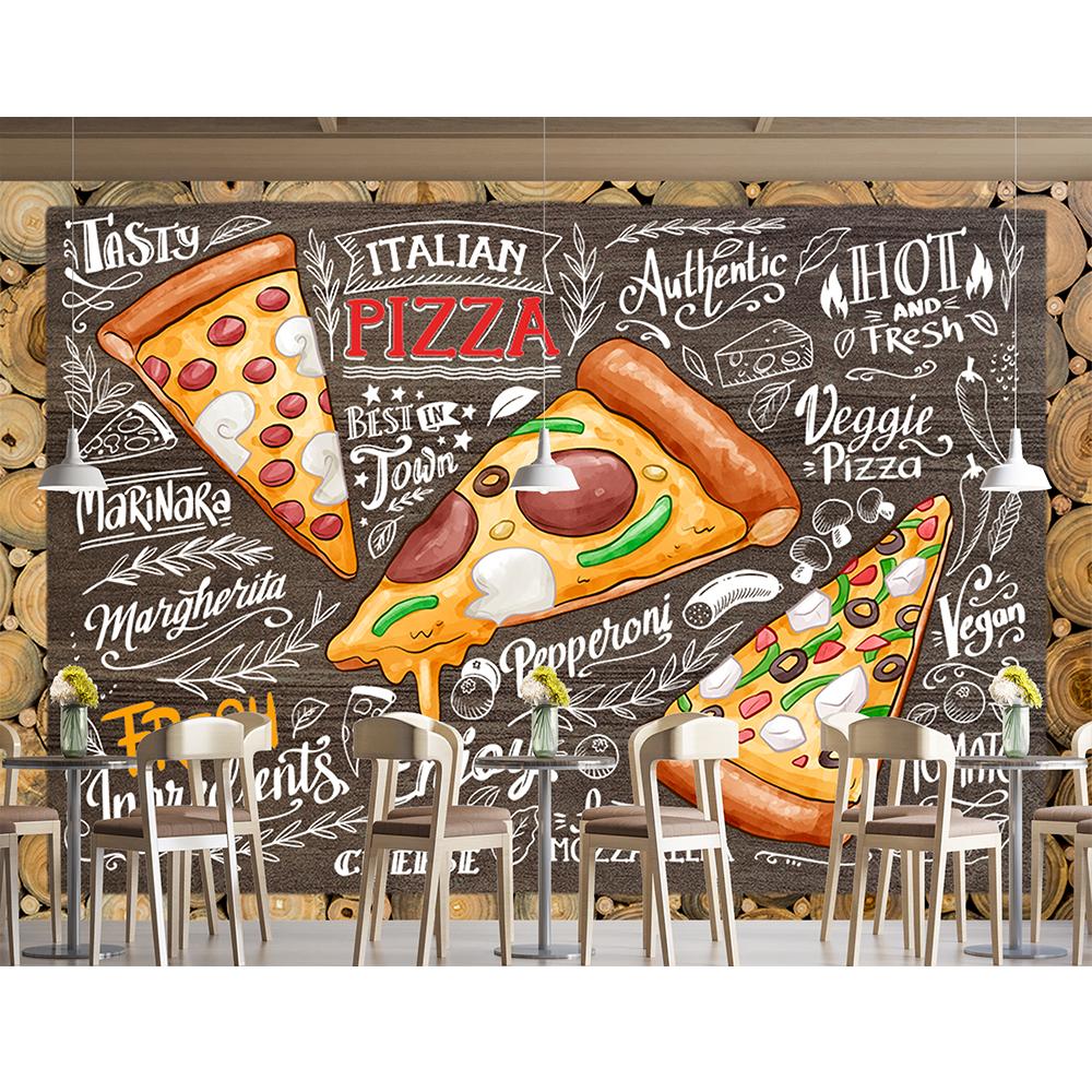 3d Mural Pizzeria Tablica Kreda Tapeta Restauracja Fast Food Przekąska Pizza Mural Ścienny Dekor Przemysłowy Tapeta
