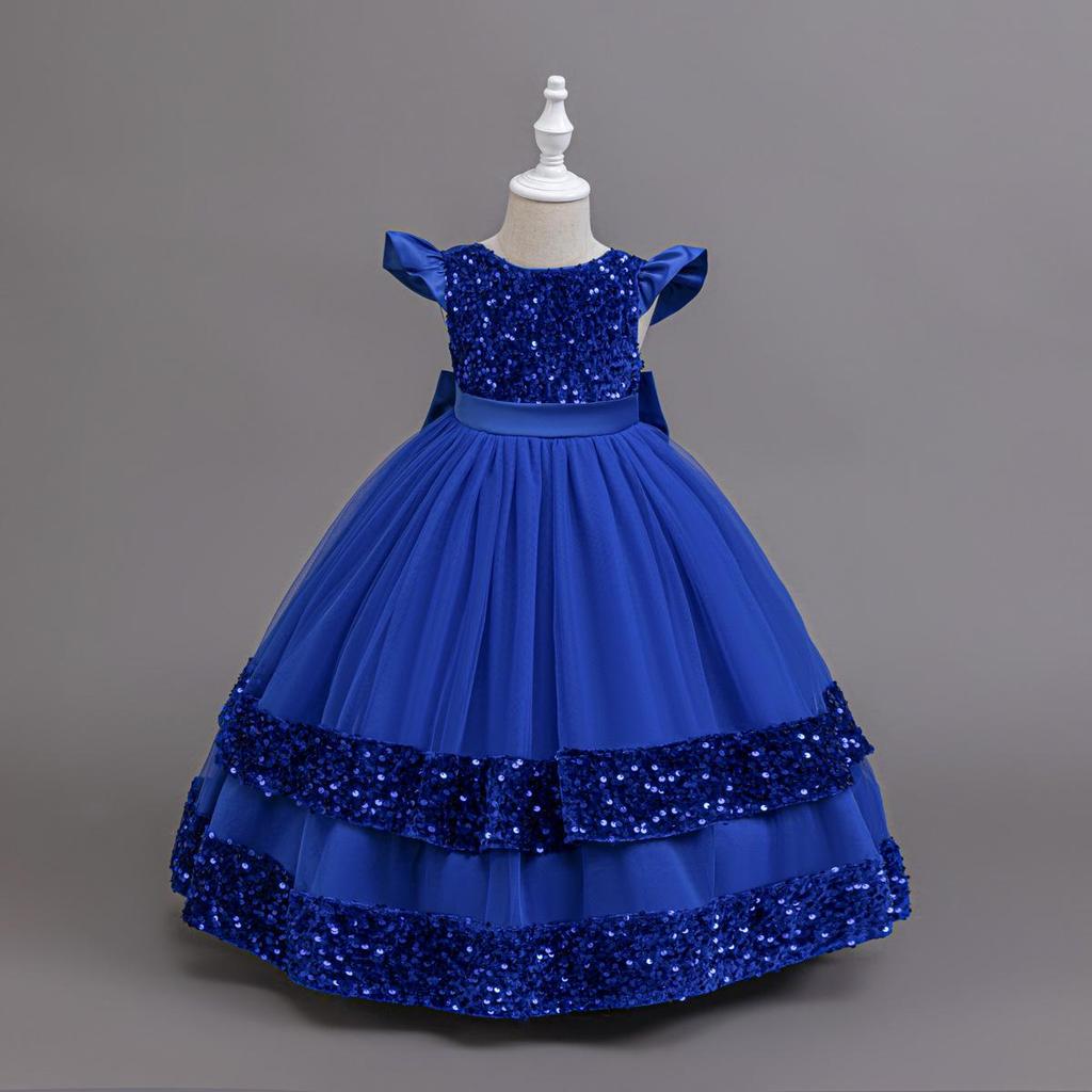 2025 New Elegant Girl Wedding Dress Sequined Mesh Princess Dress 4-12 Year Old Girl Graduation Party Prom Evening Dress
