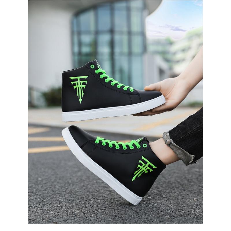 Large Men's Shoes, High Top Casual Board Shoes, Size 48, Medium Top Leather Surface, Waterproof and Anti Slip for Men