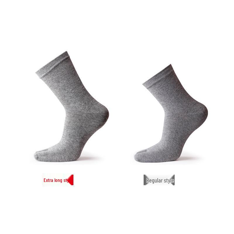 Men's Plus Size Pure Cotton Anti-Odor Five-Toe Mid-Calf Socks
