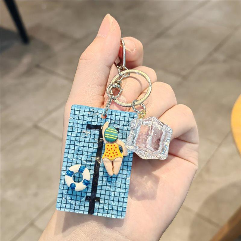 

Swimming Keychain Pool Keychain Car Key Ring Pendant Car Key Chain Blue Yellow Hanging Ornament Teenage A2